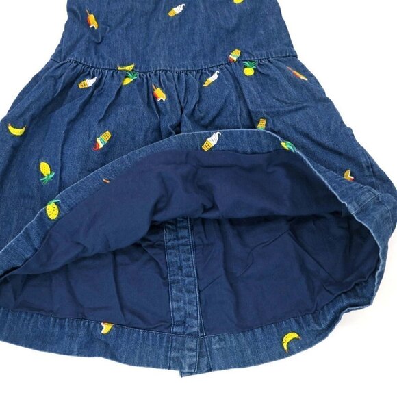 Hanna Andersson Jumper Fruit Embroidered Ice Cream Denim Dress 100cm Girl's US 4 - Picture 4 of 7